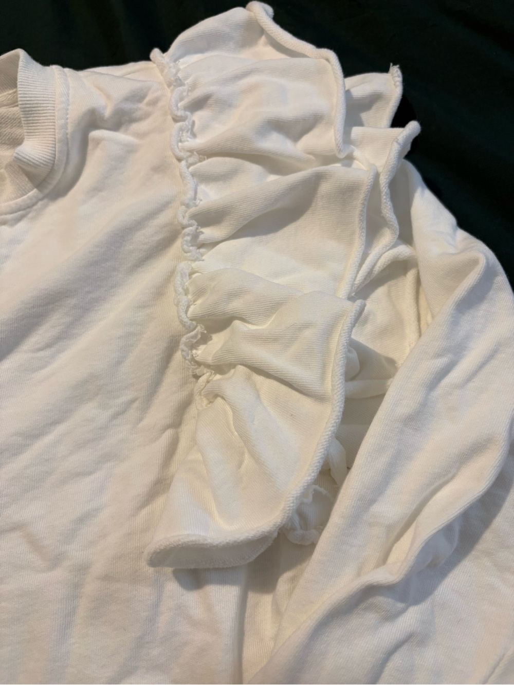FATE Button Front Pullover 100% Cotton Sweatshirt Ruffle Sleeve Size S #946CL - Picture 6 of 8